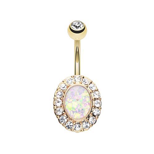Clear Golden Opal Elegance Belly Button Ring