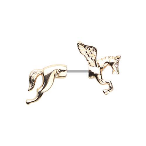 Clear Golden Pegasus Fake Taper Earring - 1 Pair