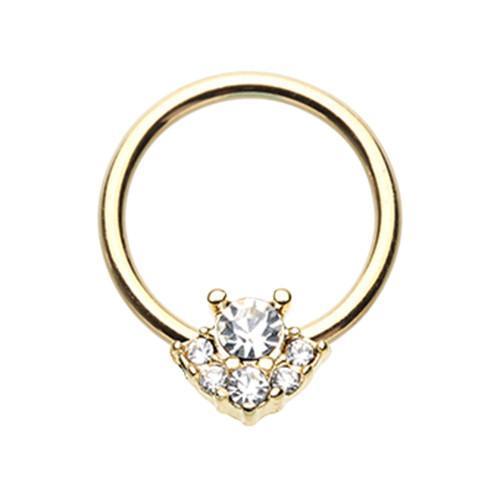 Clear Golden Posh CZ Captive Bead Ring