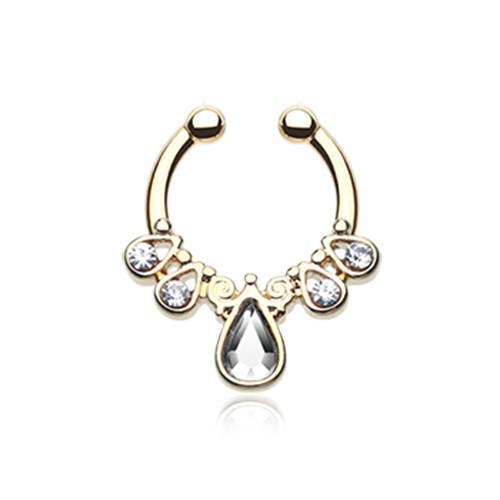 Clear Golden Radiant Kao Fake Septum Clip-On Ring