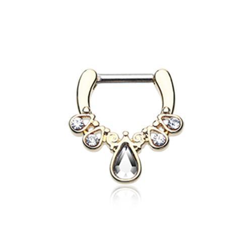 Clear Golden Radiant Kao Septum Clicker / Daith Clicker - 1 Piece