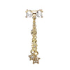 Clear Golden Reversible Drop Down CZ Bow Stars Belly Button Ring