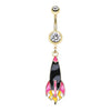 Clear Golden Rocket Ship Belly Button Ring