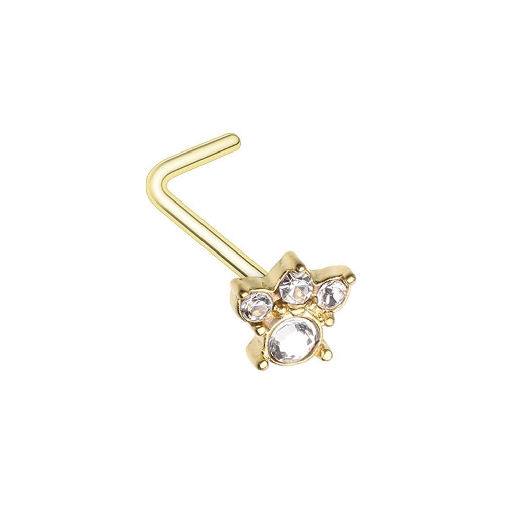 Clear Golden Royal Majestic L-Shape Nose Ring