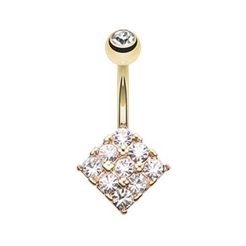 Clear Golden Sparkle Overload Belly Button Ring