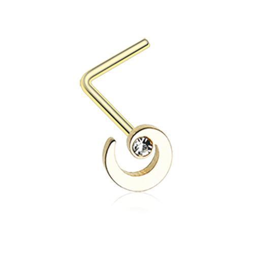 Clear Golden Spiral Swirl Sparkle L-Shaped Nose Ring