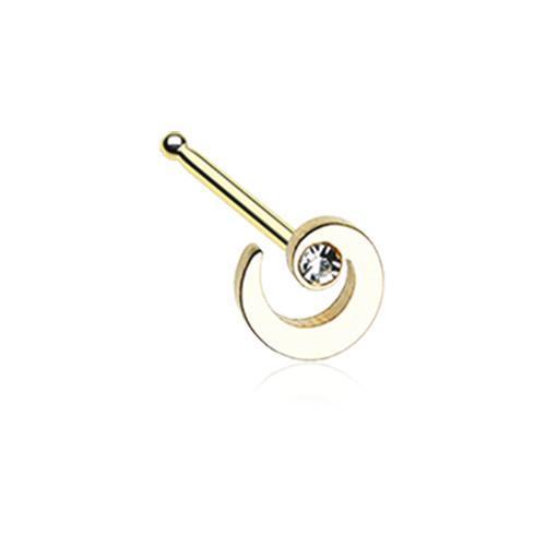 Clear Golden Spiral Swirl Sparkle Nose Stud Ring