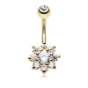 Clear Golden Spring Flower Belly Button Ring