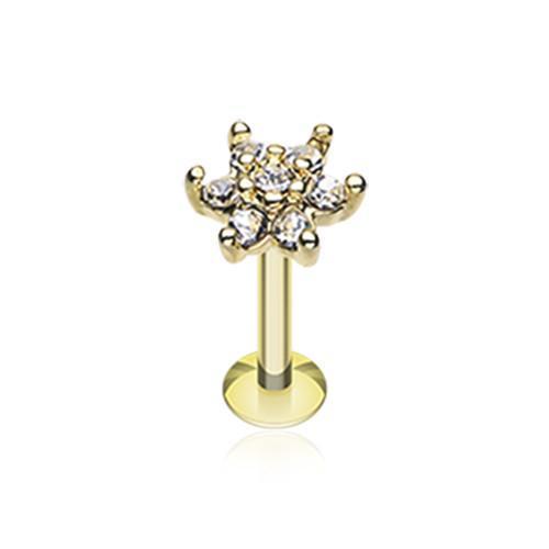 Clear Golden Spring Flower Sparkle Multi Gem Top Labret