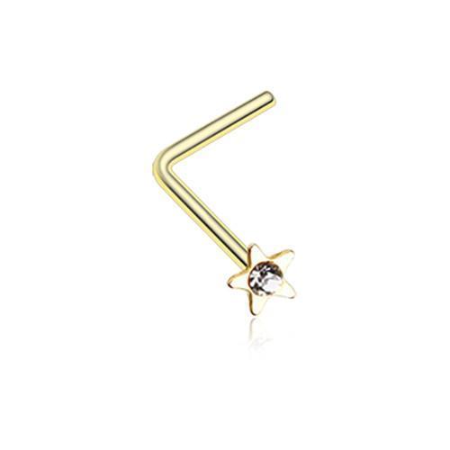 Clear Golden Star Icon Sparkle L-Shaped Nose Ring