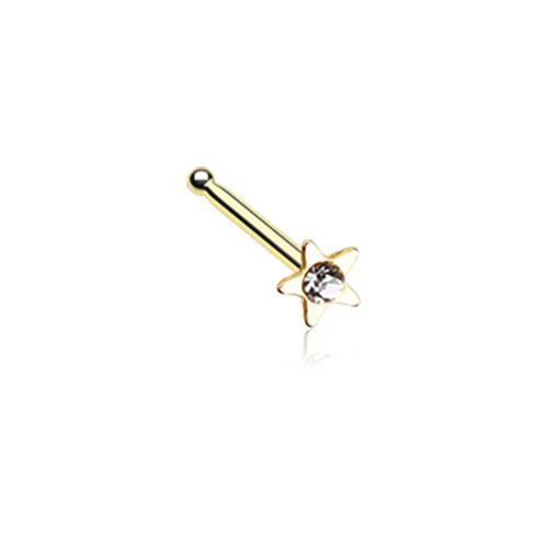 Clear Golden Star Icon Sparkle Nose Stud Ring