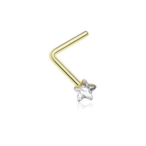 Clear Golden Star Sparkle L-Shaped Nose Ring
