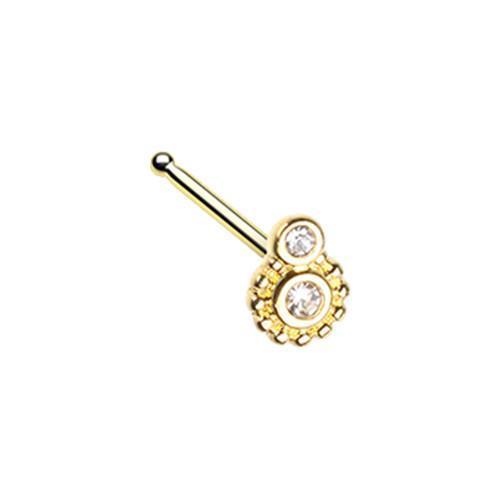 Clear Golden Steampunk Gear Nose Stud Ring
