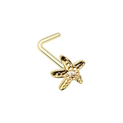 Clear Golden Wish upon a Starfish L-Shape Nose Ring