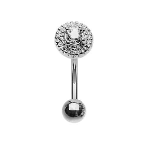 Clear Grand Royal Gem Ball Curved Barbell Eyebrow Ring