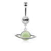 Clear/Green Glow in the Dark Saturn Ring Planet Belly Button Ring