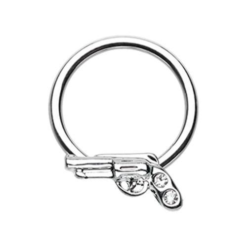 CAPTIVE BEAD RING Clear Gun Pistol Steel Captive Bead Ring -Rebel Bod-RebelBod