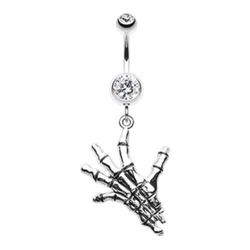 Clear Hand of Death Belly Button Ring