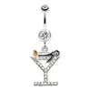 Clear Happy Penguin Hour Martini Belly Button Ring