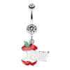 Clear Hardcore Apple Engraved Belly Button Ring