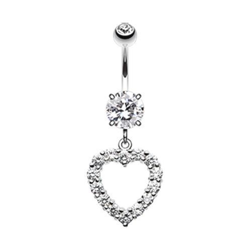 Clear Heart Affection Belly Button Ring