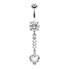 Clear Heart Droplet Belly Button Ring