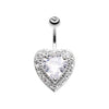 Clear Heart Extravagant Belly Button Ring