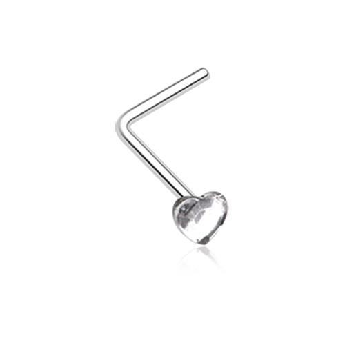 Clear Heart Sparkle L-Shaped Nose Ring