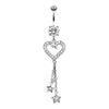 Clear Heart Star Sparkles Belly Button Ring