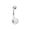 Clear Hologram Sparkle Steel Belly Button Ring
