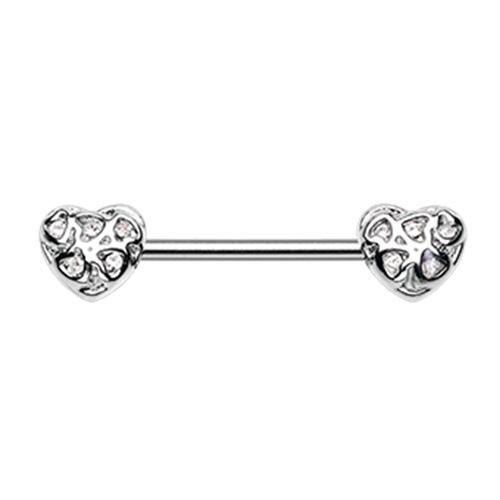 Clear Infinite Heart Gemmed Nipple Barbell - 1 Piece
