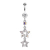 Clear Jeweled Star Drop Belly Button Ring