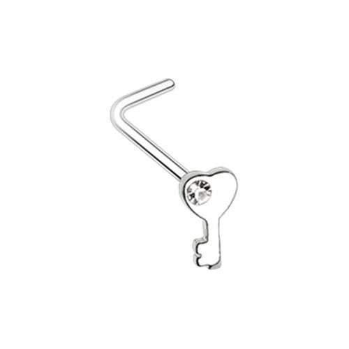 Clear Key to my Heart L-Shape Nose Ring