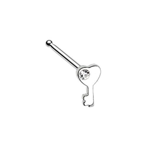 Clear Key to my Heart Nose Stud Ring
