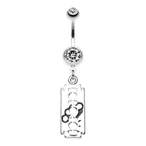 Clear Knuckle Razor Blade Belly Button Ring