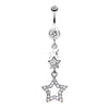 Clear Layered Star Sparkle Belly Button Ring
