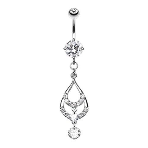 Clear Layered Teardrop Sparkle Belly Button Ring