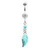 Clear Leaf Your Worries Behind Belly Button Ring