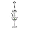 Clear/Light Green Martini Glass Sparkle Belly Button Ring