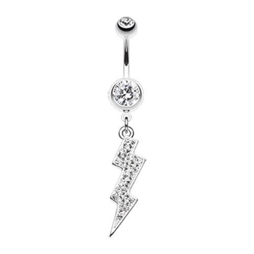 Clear Lightning Bolt Radiance Belly Button Ring