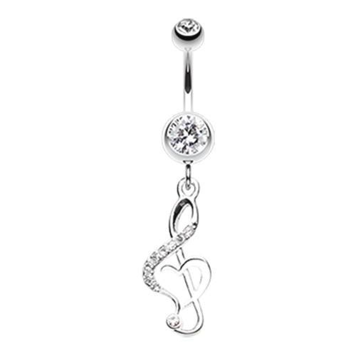 Clear Lovely G Clef Music Note Belly Button Ring