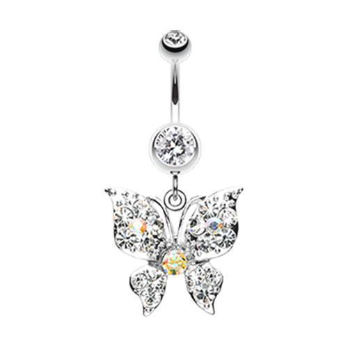 Clear Luminous Butterfly Glam Belly Button Ring