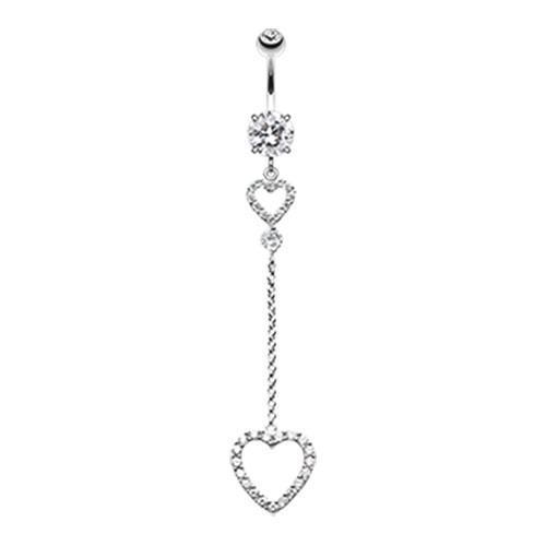 Clear Luscious Double Hearts Belly Button Ring