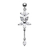 Clear Luscious Flowers Droplets Belly Button Ring