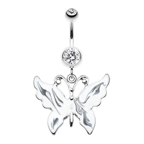 Clear Marble Butterfly Belly Button Ring Rebel Bod