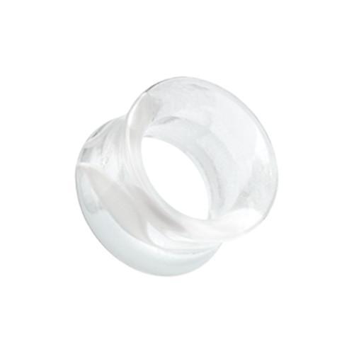 Clear Marble Swirl Acrylic Double Flared Ear Gauge Tunnel Plug - 1 Pair