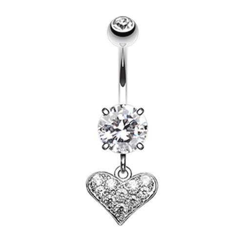 Clear Mini Heart Sparkle Belly Button Ring
