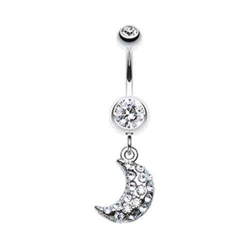 Clear Moon Beam Dangle Belly Ring - Rebel Bod