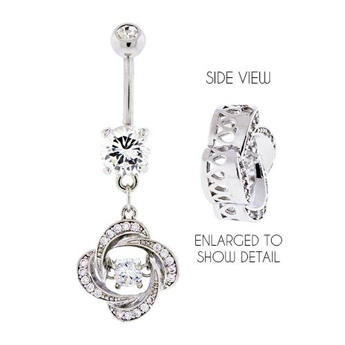 Belly Ring - Dangle Clear Moving Gem G1 Belly Ring - 1 Piece -Rebel Bod-RebelBod