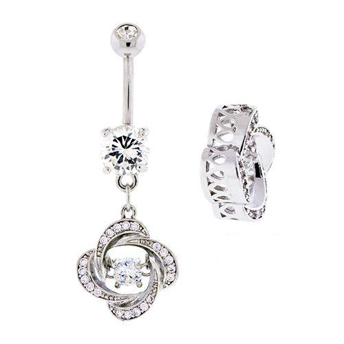 Belly Ring - Dangle Clear Moving Gem G1 Belly Ring - 1 Piece -Rebel Bod-RebelBod